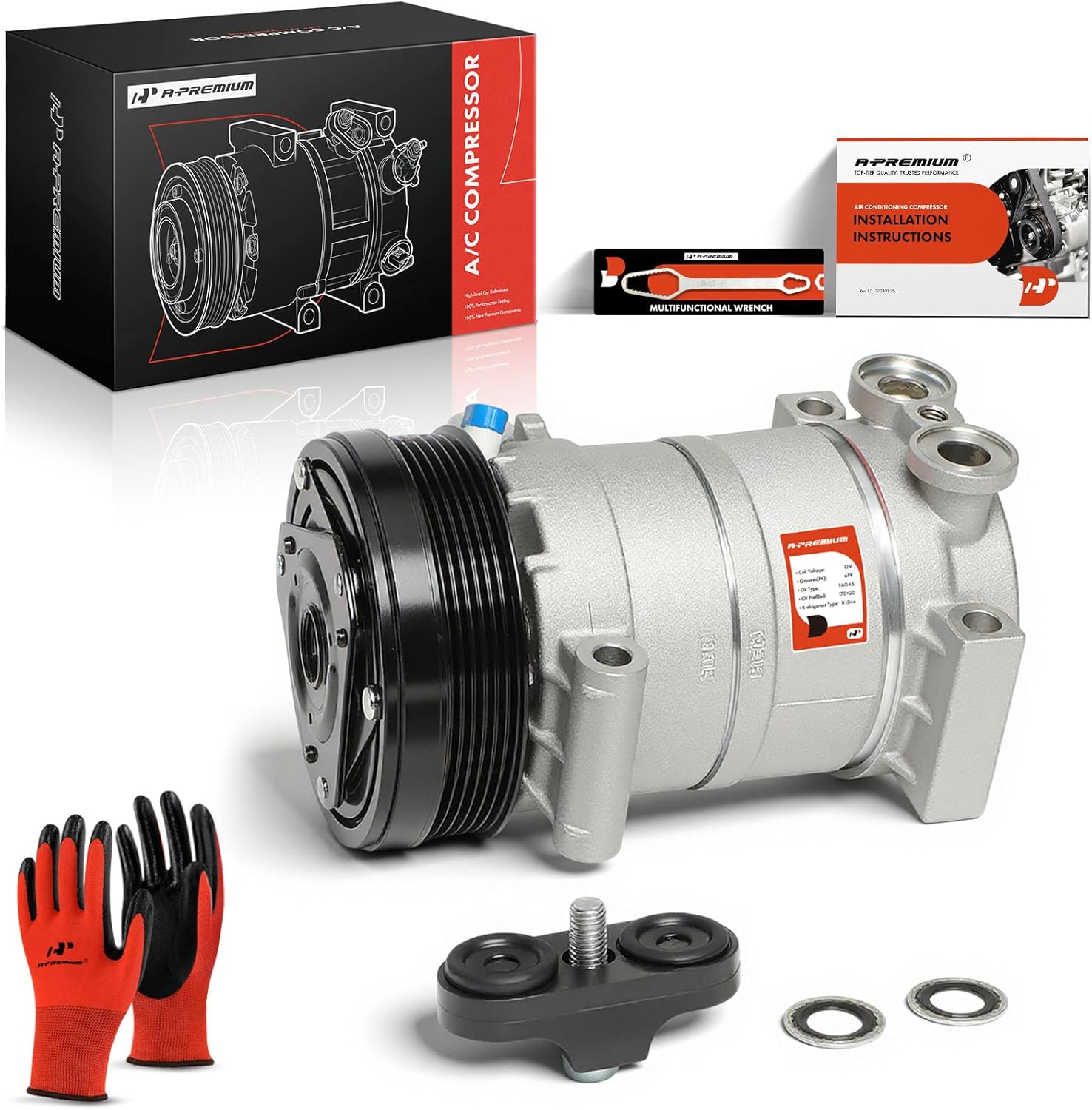 A-Premium AC Compressor with Clutch for Cadillac Escalade and GM Trucks