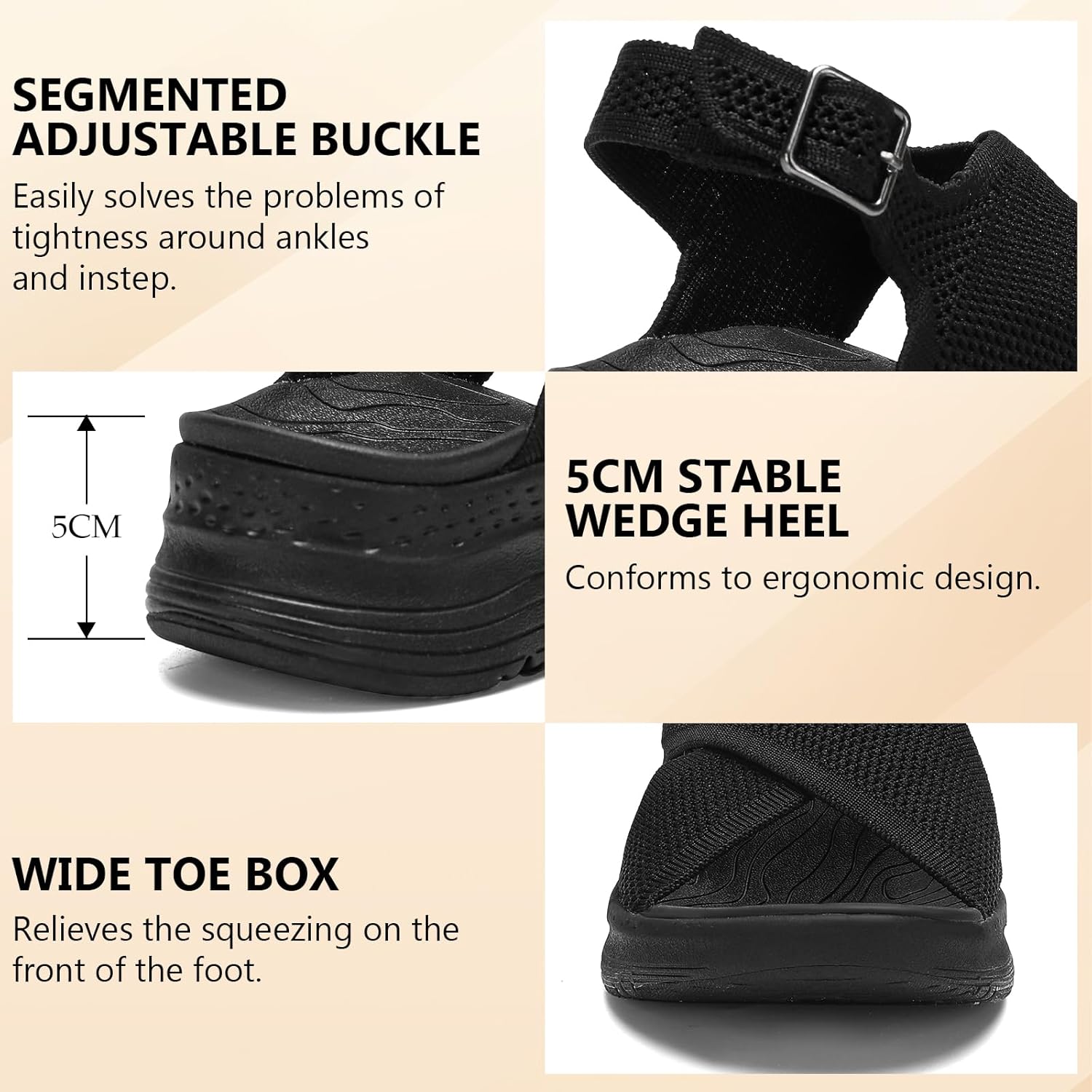 Womens Orthopedic Sandals Ladies Recovery Sport Outdoor Adjustable Strap Sandals with Comfortable Plantar Fasciitis Arch Support - Image 3