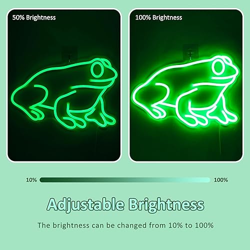 Miniatura 5 de Lampeez Letrero de neón de rana, decoración de pared de lámpara de rana, letreros de arte de neón LED regulables alimentados por USB, para cueva de