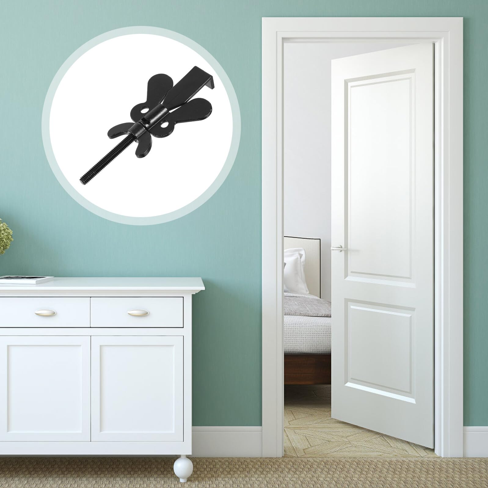 5 Pièces Verrou de Porte Portable Noir Butoir de Porte de Sécurité Compact Hôtel et Appartement Serrure Robuste Anti-ouverture Sécurité Maison et Voyage Compatible Intérieurères