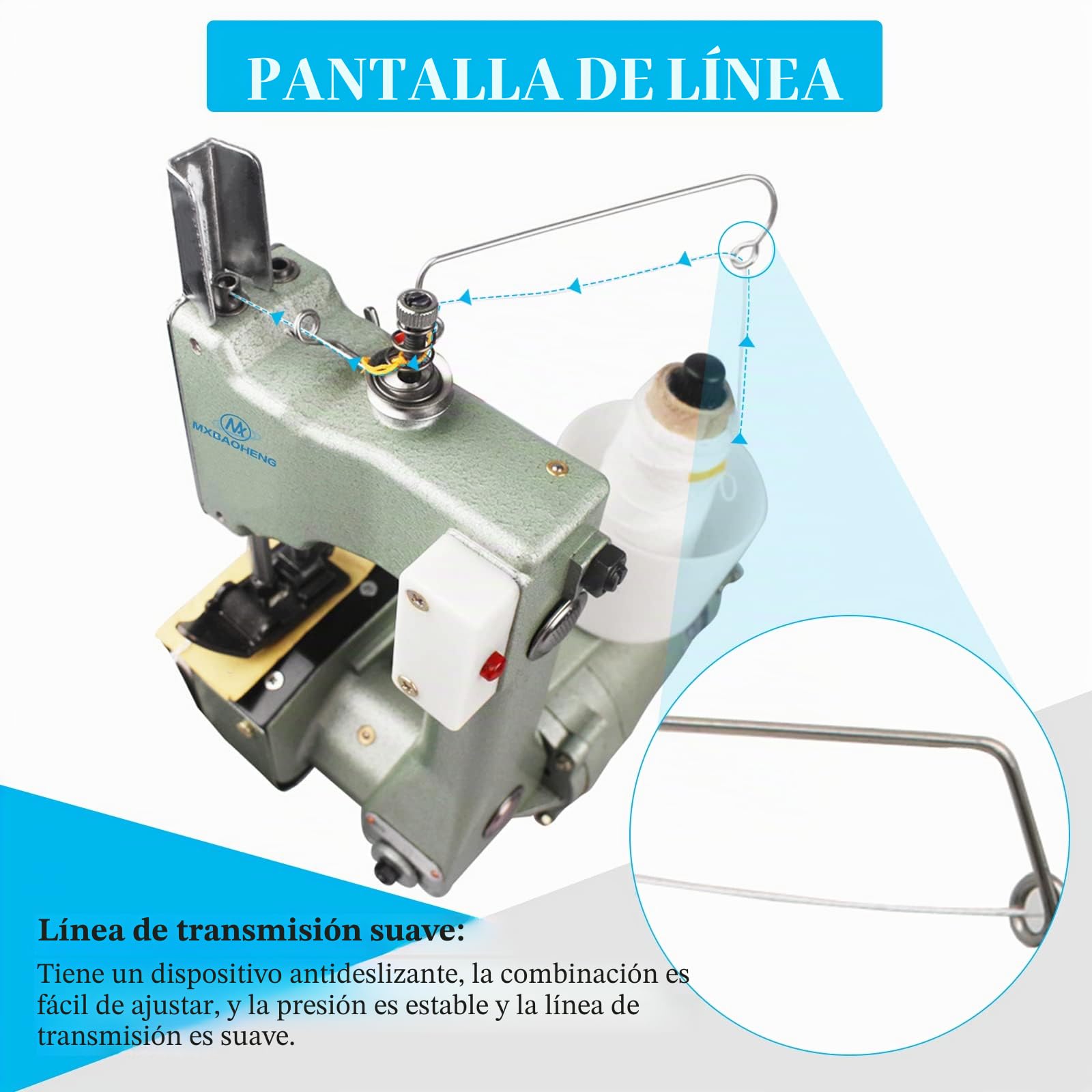 MXBAOHENG GK9-18 Máquina de Coser Portátil para Sacos, Lonas y Bolsas de Tejido/Arroz/Papel/Plástico - 800 rpm/min