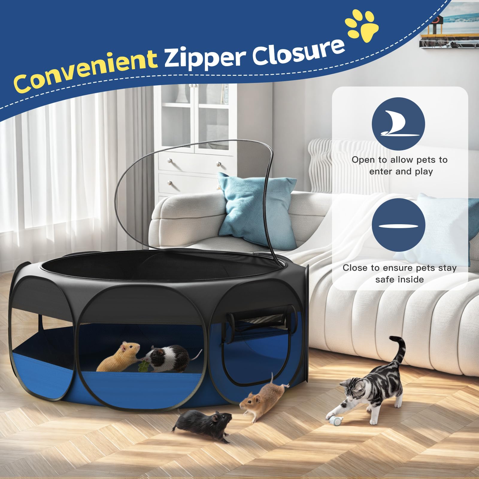 VavoPaw Small Animal Playpen, Chicken Brooder Box with Cover Top, Portable Outdoor Exercise Pet Cage Tent - Image 4