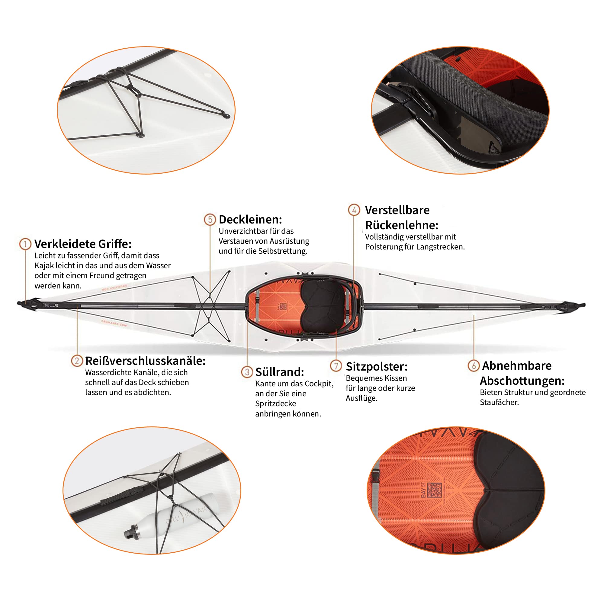 Oru Kayak Faltbares Kajak Bay ST – Stabil, langlebig, leicht – Intermediär – Freizeitpaddeln auf Seen, Flüssen und Meeren – Größe (aufgebaut): 370 x 64 cm, Gewicht: 11,8 kg