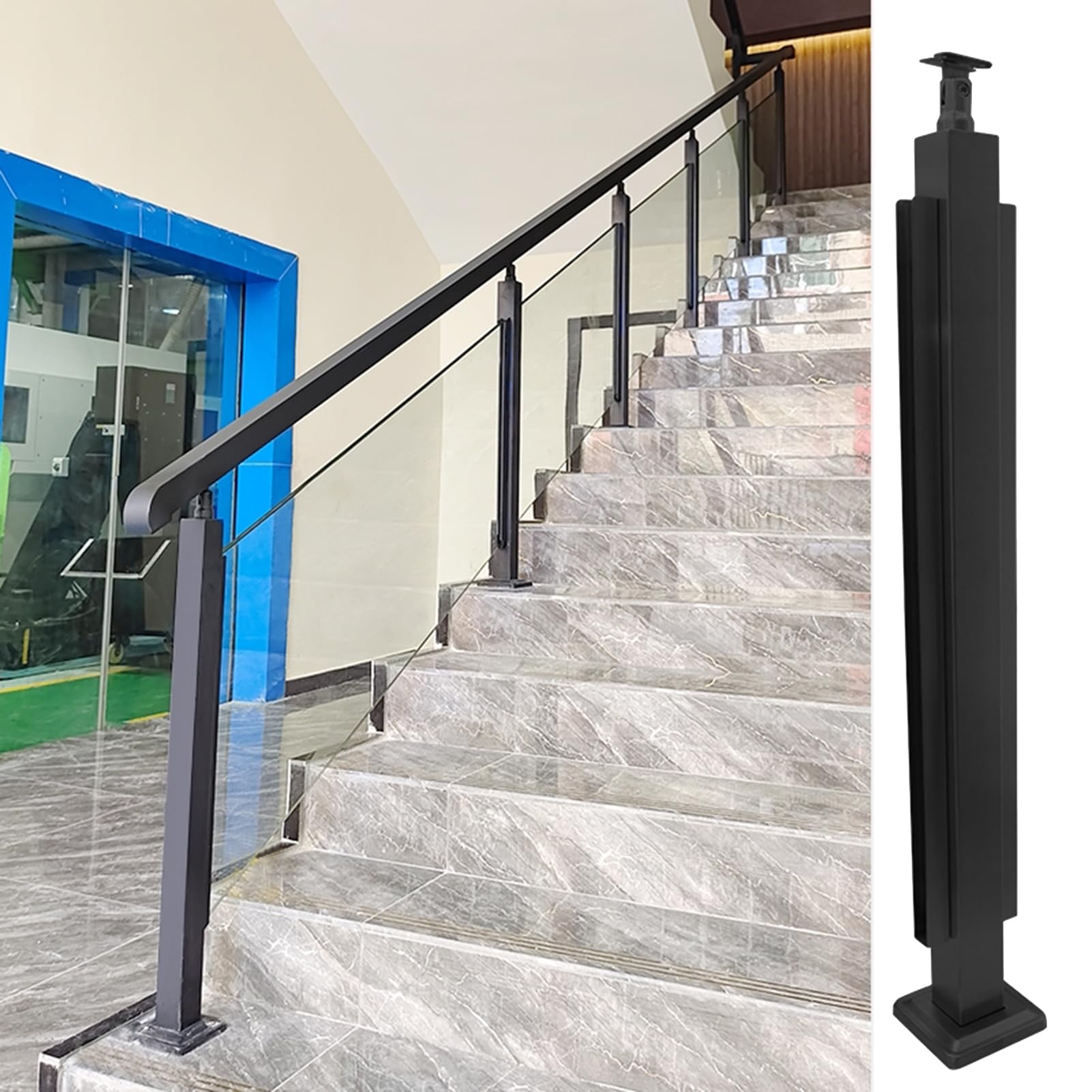 GJZNJYL Stainless Steel Indoor Glass Railing Posts, 105cm/41.3in Mid Balusters for Balcony, Deck, Porch, Staircase & Gazebo Guardrails - Durable & Stylish Safety Solution