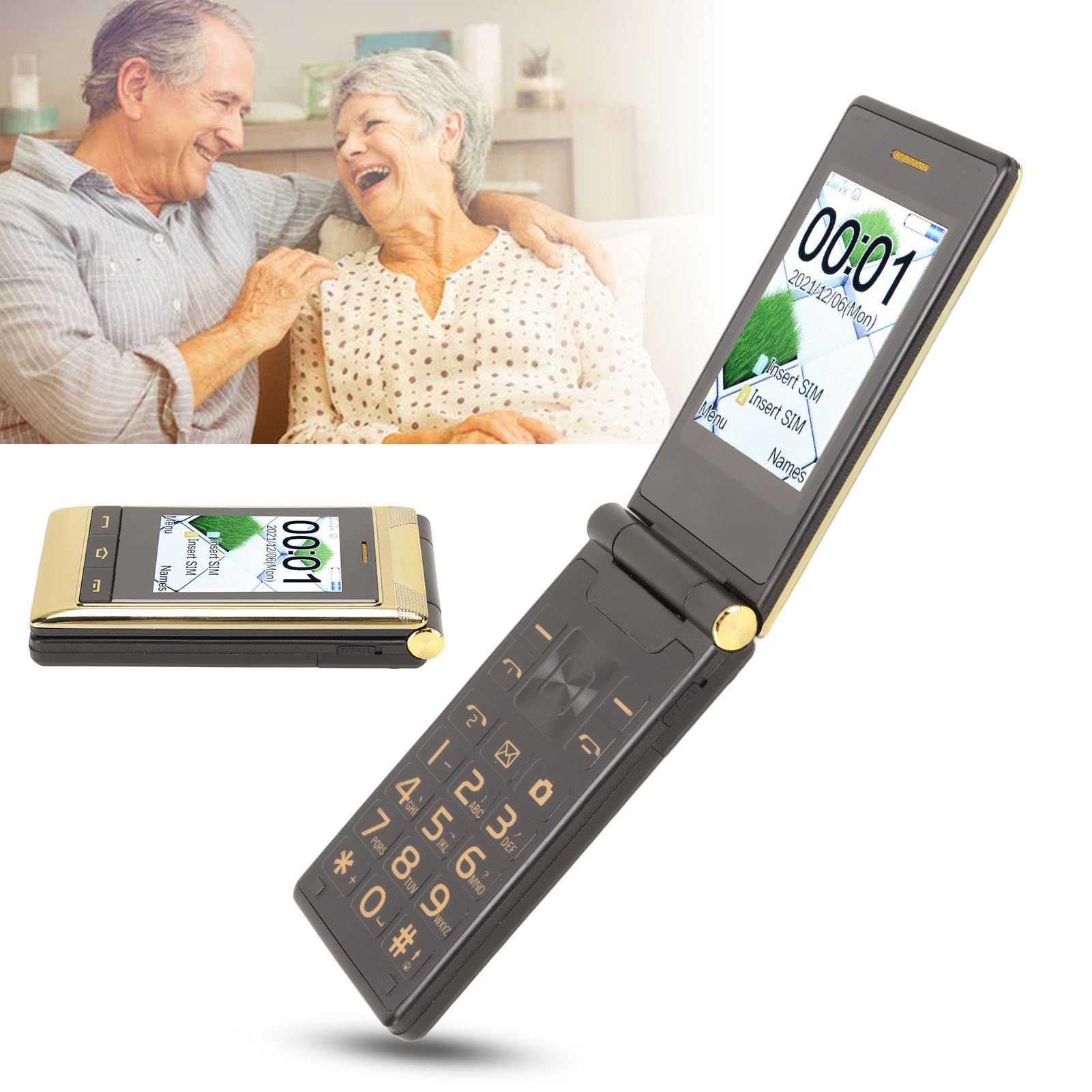 Telefon Komórkowy z klapką z Dużym Przyciskiem dla Seniorów, Inteligentny Telefon z klapką 2G, Podwójna Karta SIM o Pojemności 16 GB, Kolorowy Wyświetlacz o Przekątnej 3,0 Cala,