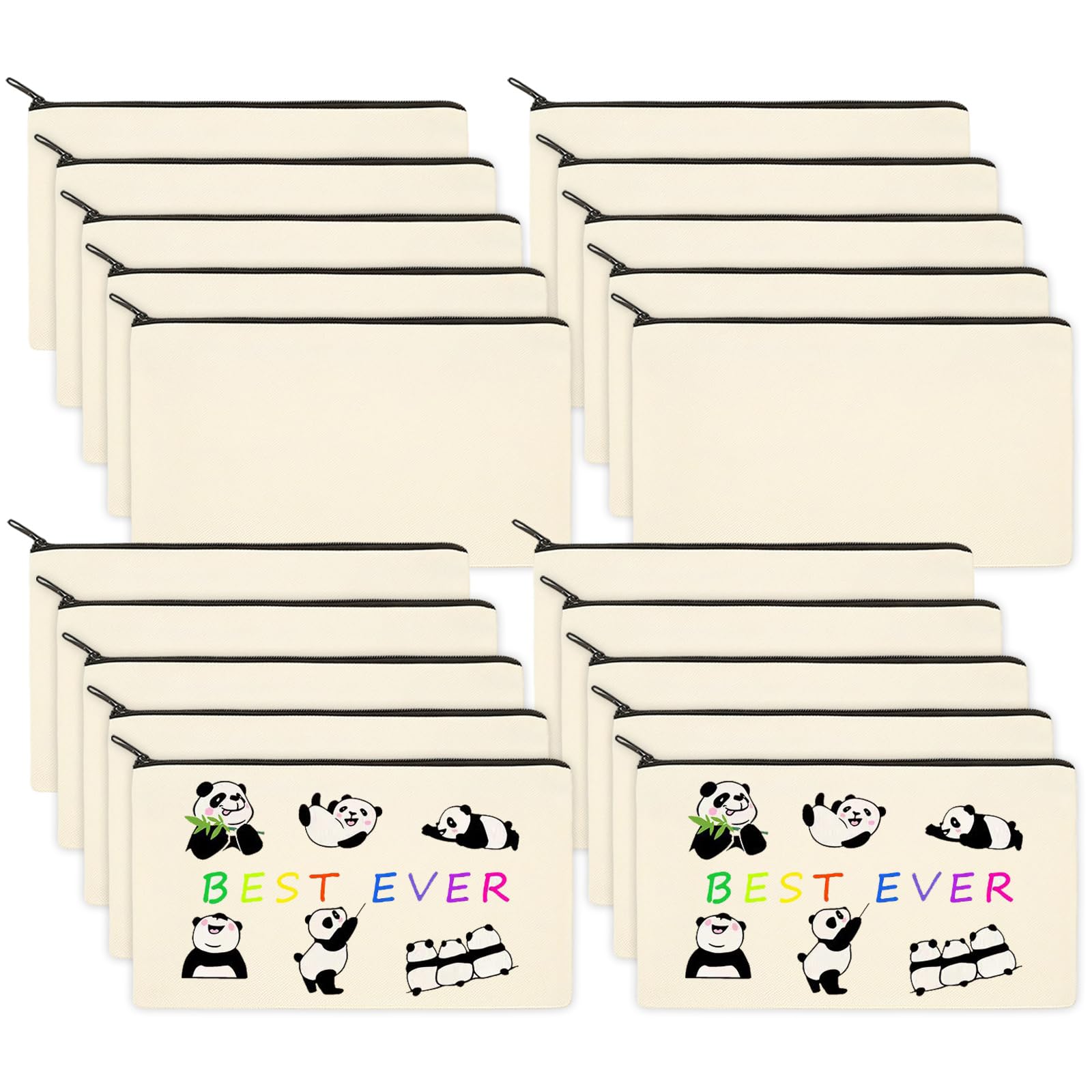 20 PCS Canvas Zipper Bag, DIY Canvas Pencil Pouch Bags, Blank Craft Makeup Bags for Painting, School, DIY Craft, Travel, Organizer