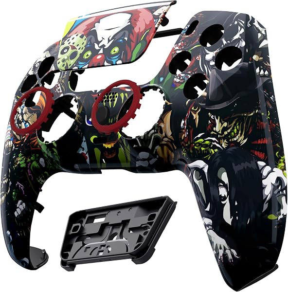 eXtremeRate Luna Coque Manette pour ps5 BDM-010/020/030/040/050,Façade pour ps5 Controller avec Pavé Tactile-La Fête Effrayante - 4