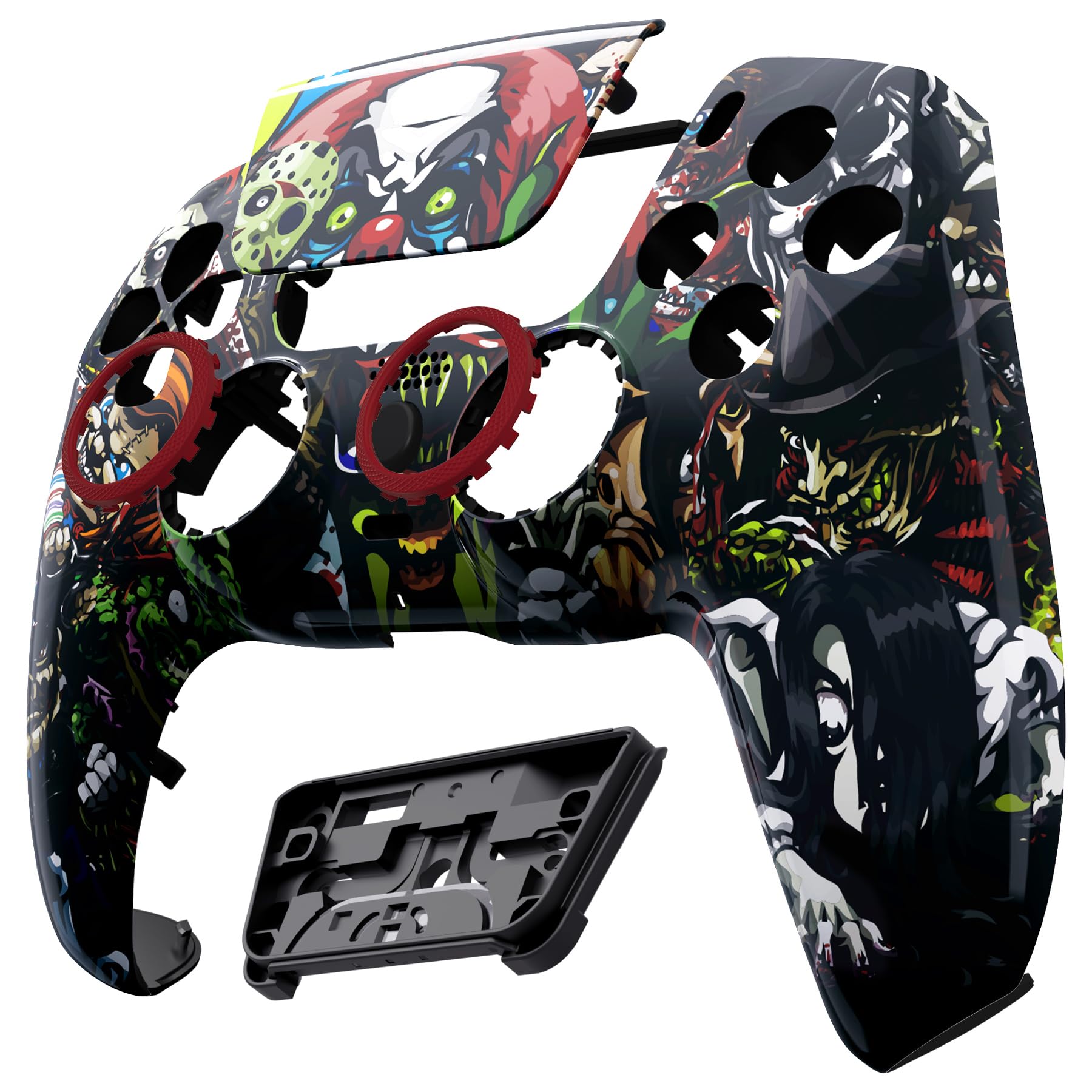 eXtremeRate Luna Coque Manette pour ps5 BDM-010/020/030/040/050,Façade pour ps5 Controller avec Pavé Tactile-La Fête Effrayante - 4