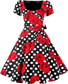 Women's 1950s Vintage Puff Sleeves Cocktail Rockabilly Swing Retro Dress with Pockets New - Buy now
