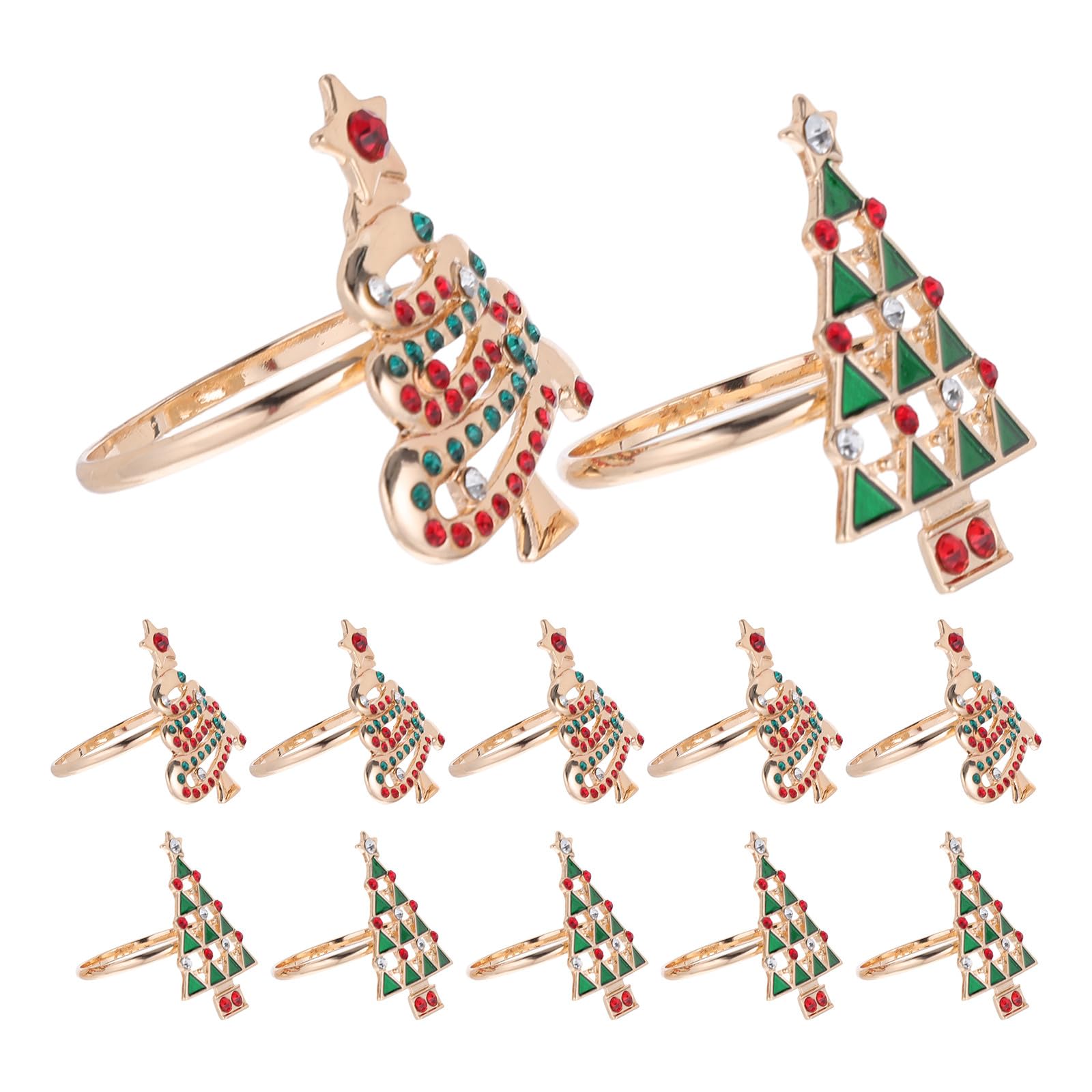 Gatuida 12 Anillos Decorativos para servilletas, servilletero con Forma de árbol de Navidad, decoración de Mesa para Fiestas navideñas, cenas y Bodas.