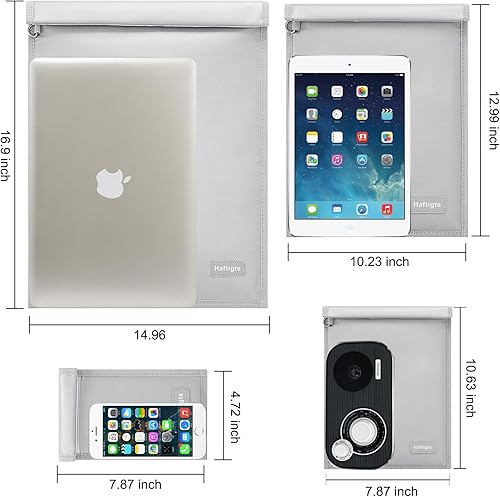 Miniatura 5 de Paquete de 4 bolsas Faraday para portátiles y teléfonos, jaula Faraday para antirrobo y seguimiento, protector de llavero, impermeable e ignífugo,