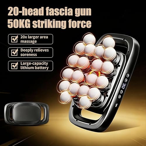 Miniatura 5 de Pistola de masaje de tejido profundo de 20 cabezas con 3 modos y 30 niveles de velocidad, masajeador muscular de percusión silenciosa, presión de