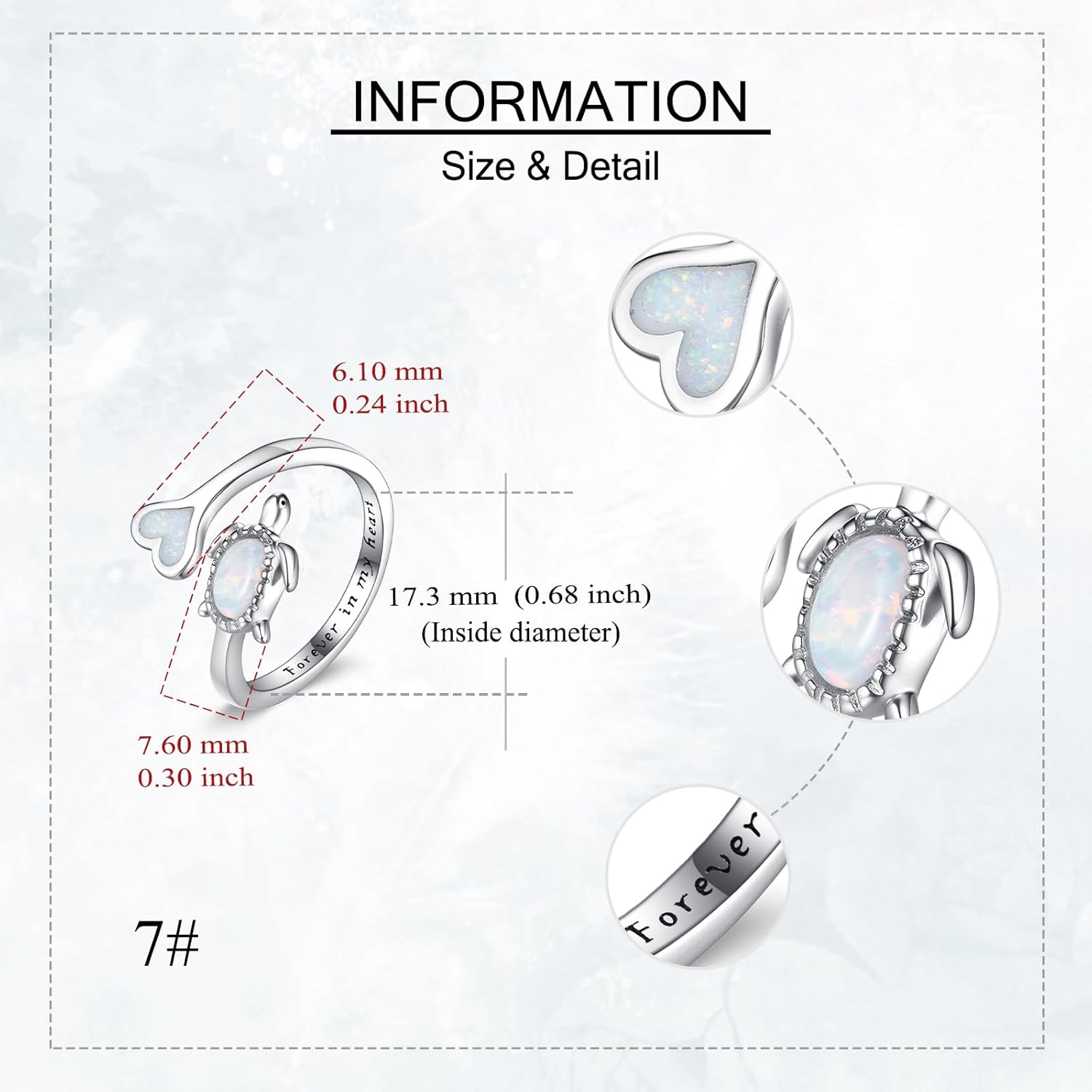 Opal Sea Turtle/Cat Ring 925 Sterling Silver Cute Animal Adjustable Open Ring Animal Jewelry for Women - Image 5