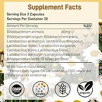 Vista 4 de Cápsulas probióticas y prebióticas para la salud intestinal y digestiva, apoyo inmunológico con fibra de inulina para mujeres y hombres, certificado