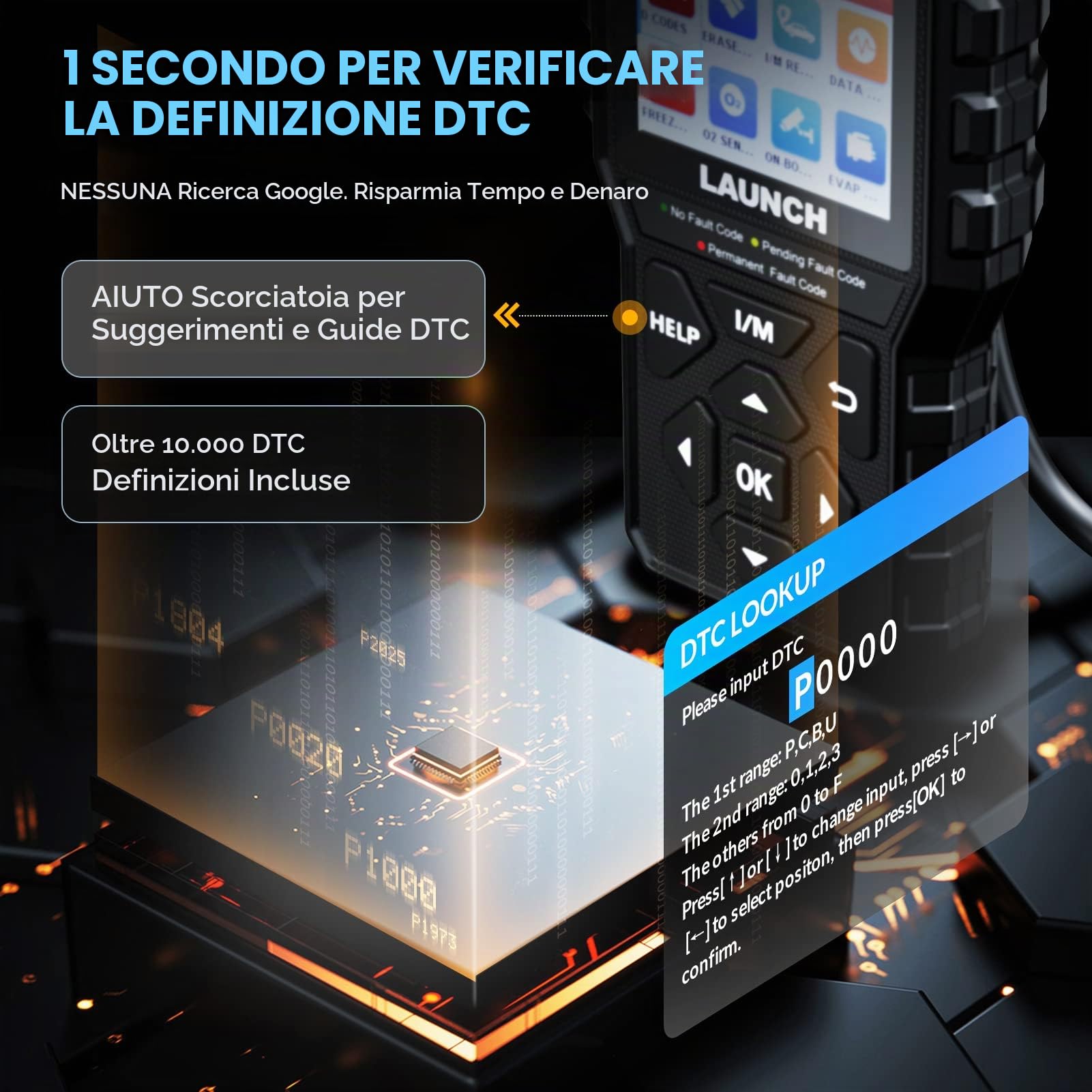 LAUNCH CR529 OBD2 Diagnostica Lettore Codici Test Smog O2 EVAP | Controllo smog con un clic, spegnimento spia motore, dati grafici, plug&play, ampia compatibilità