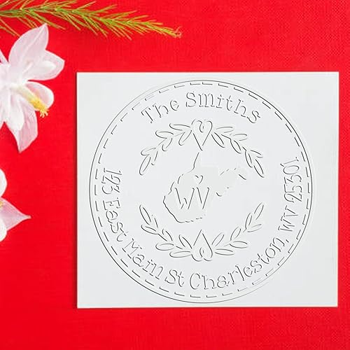 Miniatura 46 de Round State Love - Sello de dirección de devolución para Texas, uso con almohadilla de sello, mango de madera, sello de dirección de Texas