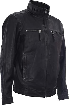 Men's Black Brando Leather Moto Biker Jacket