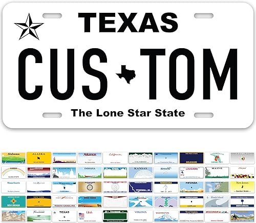 Miniatura 1 de Placa de matrícula personalizada de Texas, placas personalizadas para automóvil, 6 x 12 pulgadas, aluminio resistente a la decoloración, fabricado