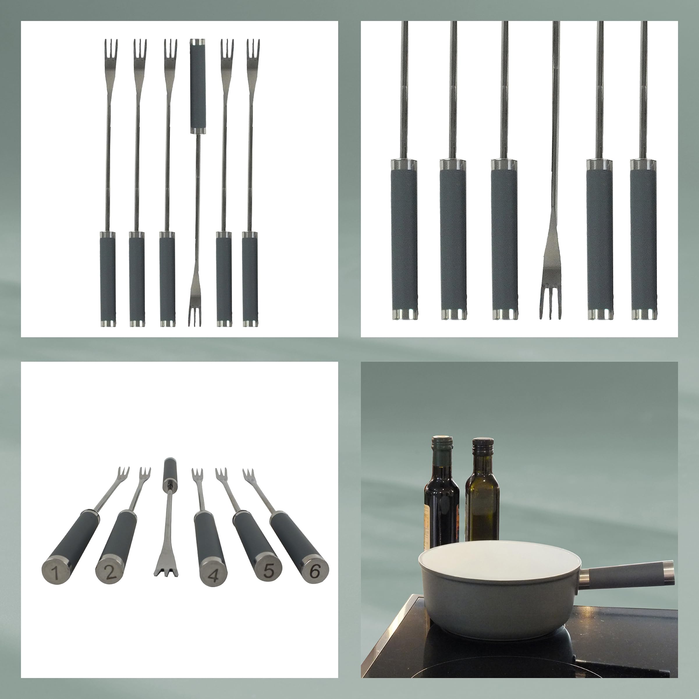 kela Käsefondue Set 10tlg, Aluguss Fondue für 6 Personen LANCY, keramisch beschichtet, Käse Fondueset mit Brennpastenhalter, Gabeln, Gabelhalter