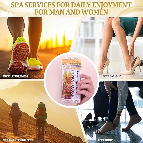 Miniatura 235 de Kit de pedicura para pies remojados: sal de burbujas, exfoliante de azúcar, máscara de masaje, loción de masaje en una caja, kit de spa de 4 pasos