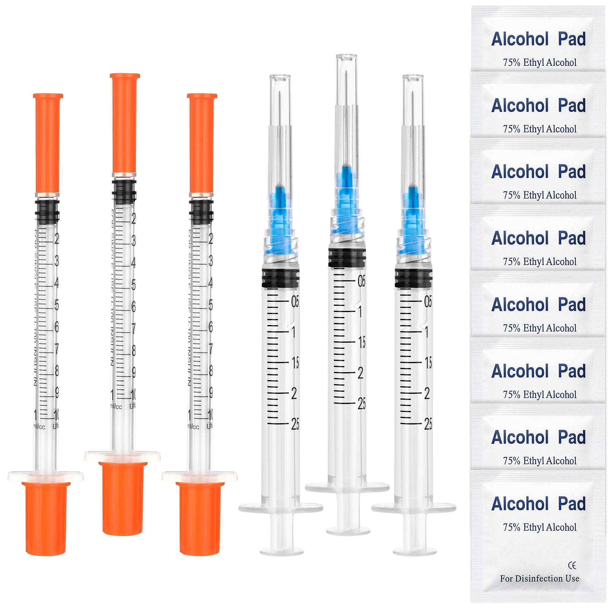 30 Pack 1ml Lab Vial Dispensing Peptide Syringes, 30G x 5/16", 100-Unit Scale - Includes 4 Luer Lock 3ml Syringes with 23G x 1" Tips and 100 Prep Pads, Sterile Individually Sealed — Amazon image 7