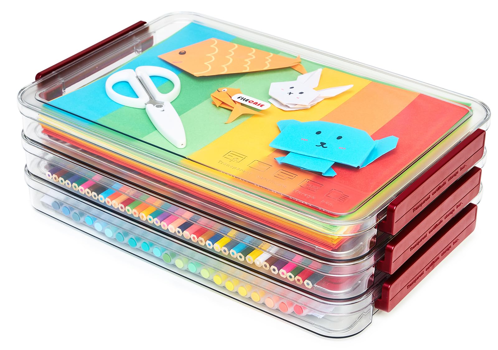Scatole in plastica per documenti formato A4, documenti, riviste, impilabili, per ufficio e scuola, confezione da 3