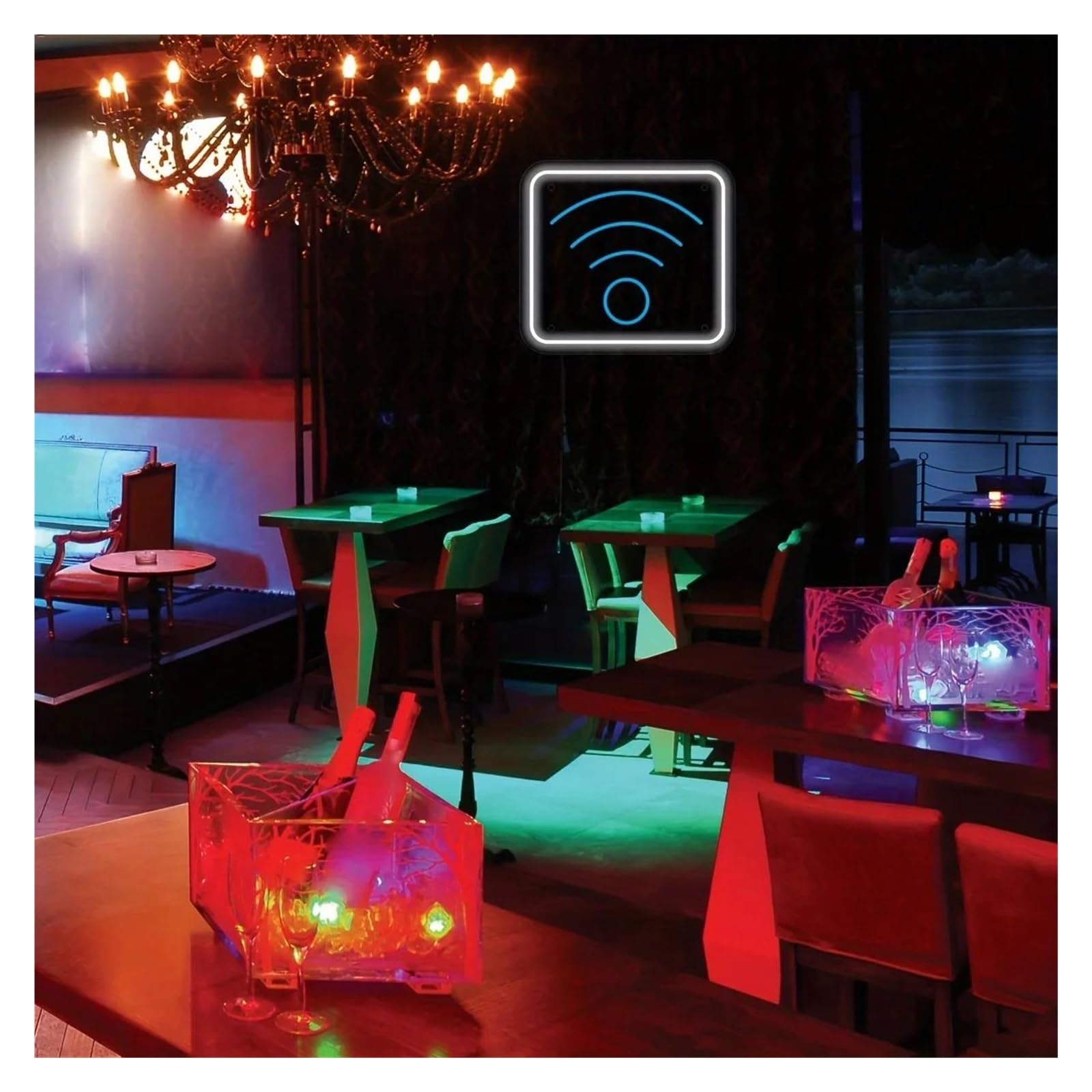 Decoración Lámparas Luces De Pared LED De Neón Con WiFi, Letrero Artístico Para Áreas Públicas, Tiendas, Restaurantes, Aeropuertos, Pubs, Clubes 25x22.7cm