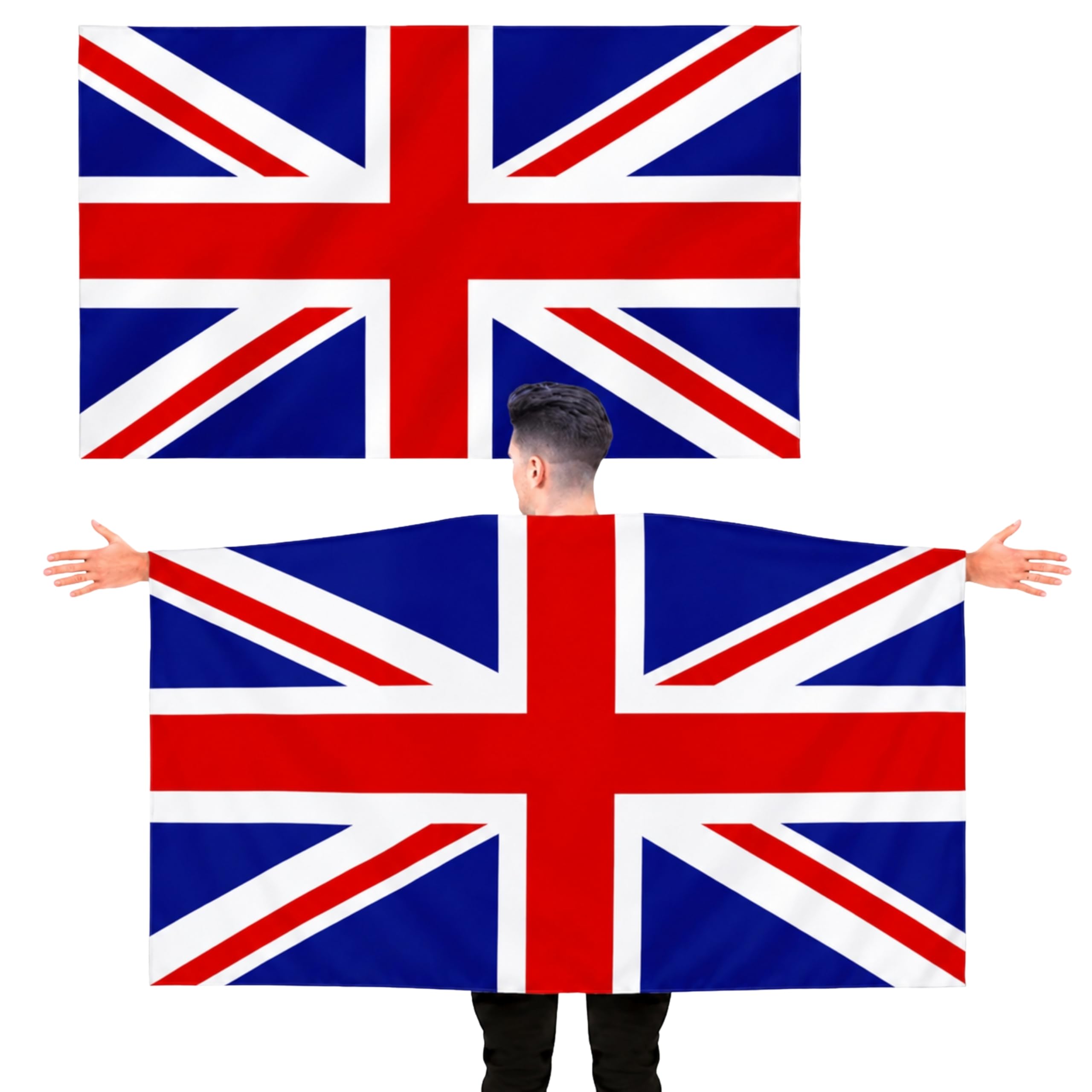 Union Jack Flag 5ft x 3ft with Sleeve – Large Polyester Britain Flag Banner for VE Day Celebrations, Royal Street Parties, Pub BBQ Events and Indoor Outdoor Home & Garden Display