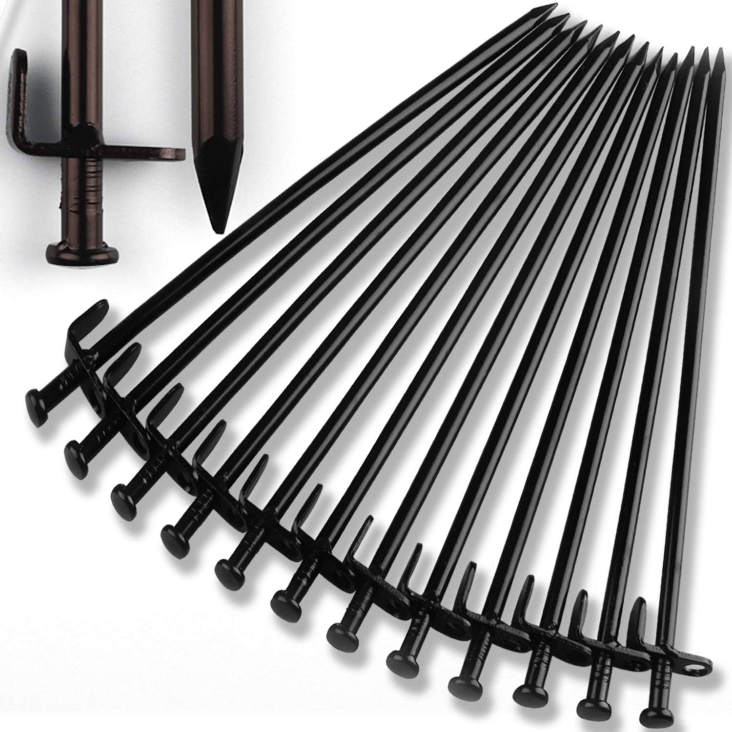 Beefoor Heavy Duty Steel Tent Stakes - Tarp Pegs Camping Stakes for Outdoor Camping Canopy and tarp, 12 inch 8PC Pack : Sports & Outdoors