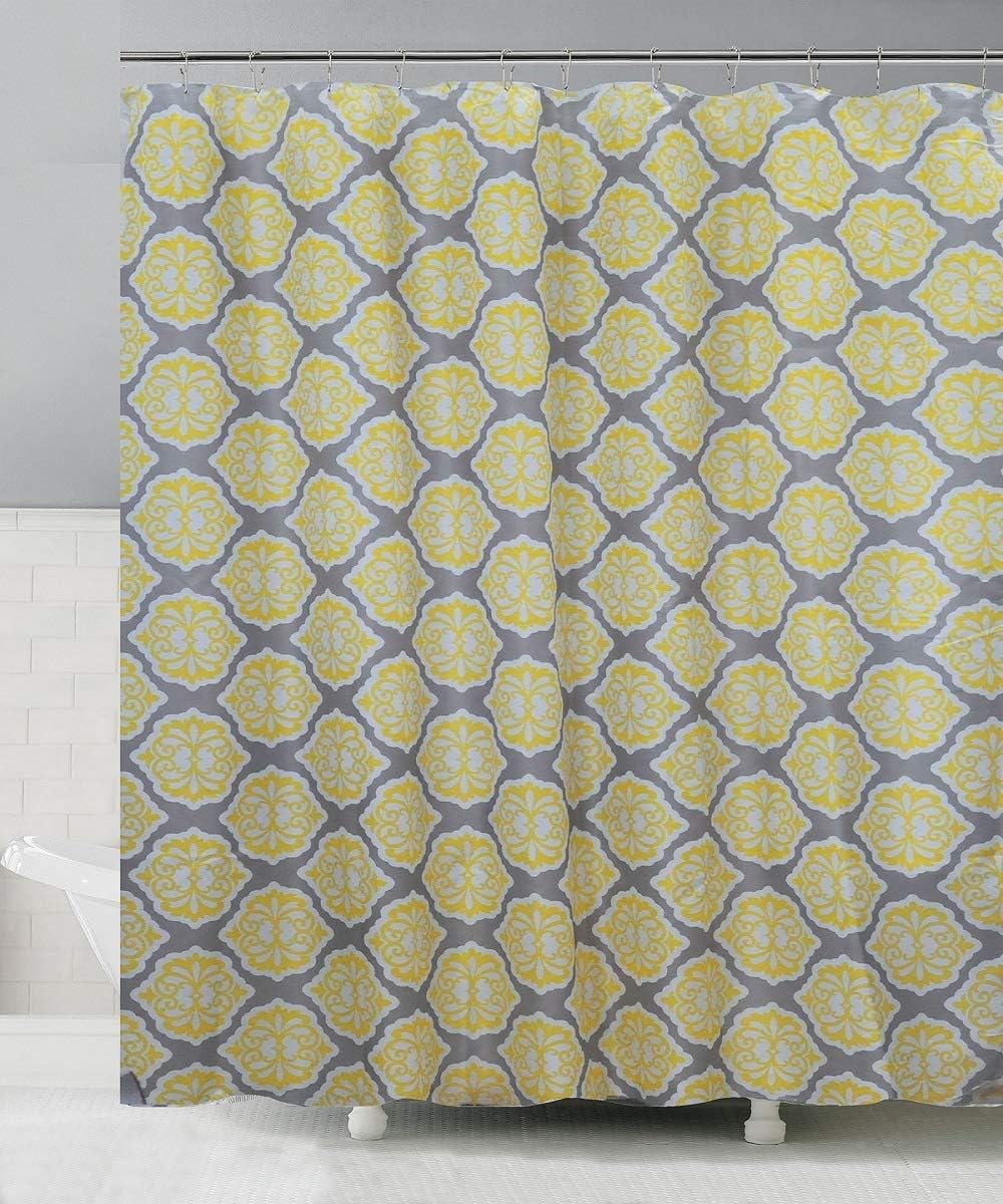 BH Home 13 Piece Printed Geometric Design Canvas Shower Curtain Set! Made of 100% Polyester. (Maribella)