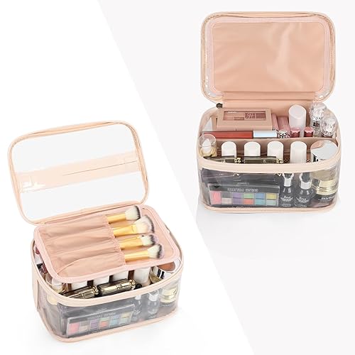 Miniatura 6 de OCHEAL Bolsa de maquillaje, bolsa organizadora de maquillaje transparente, bolsa de cosméticos portátil, bonita funda de maquillaje transparente