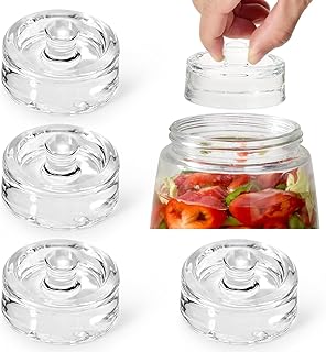 4 Pack Glass Fermenting Weights 7cm for Wide Mouth Fermentation Jars - Glass Fermentation Stone with Easy-Grip Handle Remo...