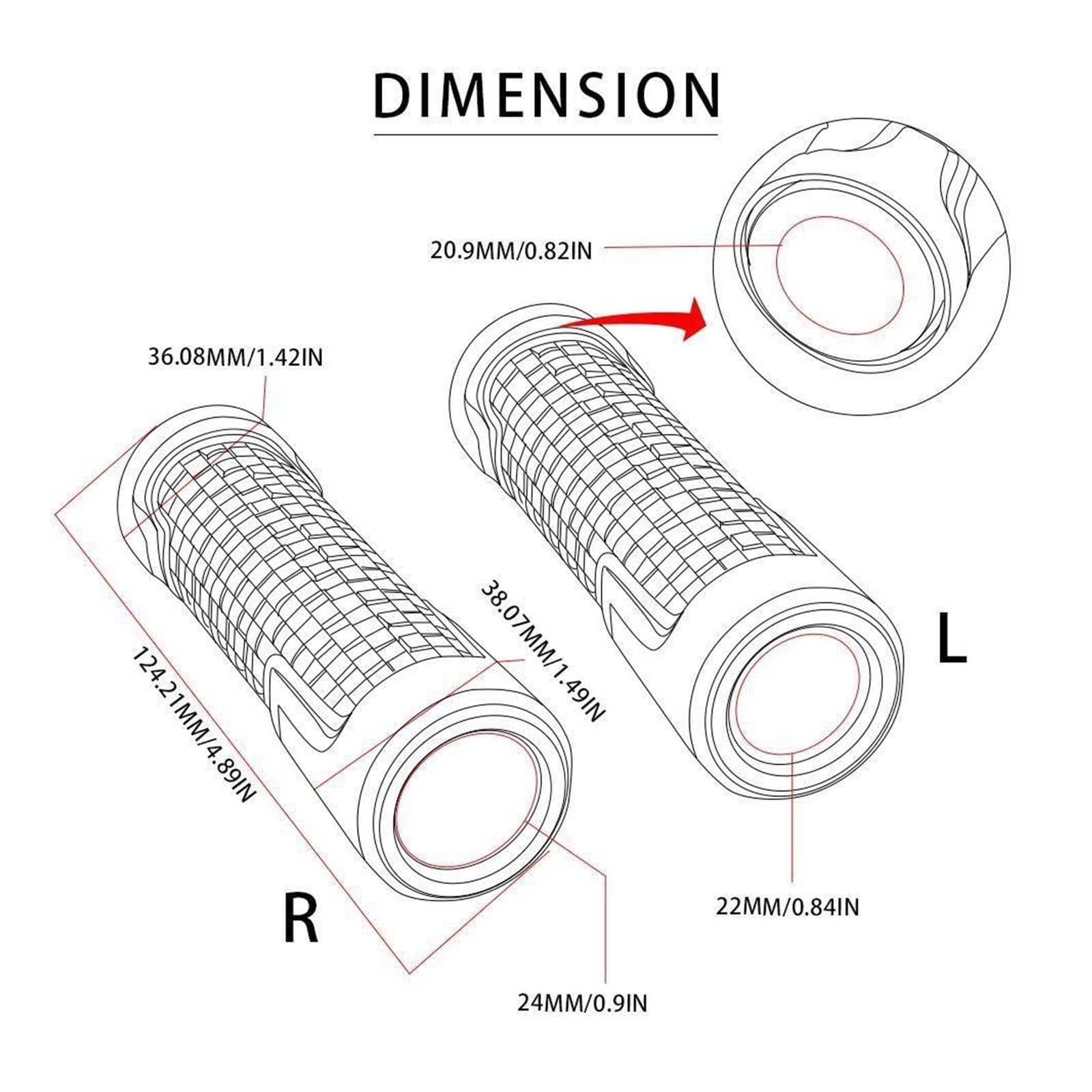 Manopole Manubrio Ducati Scrambler | Alluminio E Gomma | 7/8'' E 1'' | Antiscivolo - Foto 10