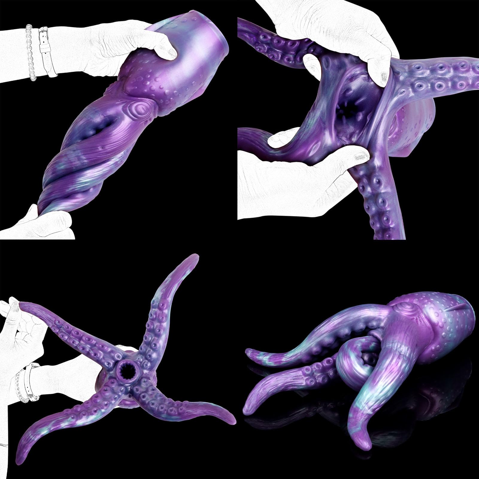 AMAZBEE Masturbateur 3 en 1 Monster Anal Plug Silicone Penis Stroker 3D Realistic Texture Male Masturbation Silicone Tentacle Dildo Female (Octopus)