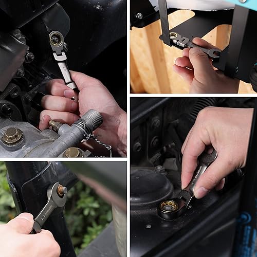 Miniatura 9 de WORKPRO Juego de llaves de trinquete antideslizantes de 9 piezas y 8 piezas de llaves combinadas de trinquete de cabeza flexible SAE