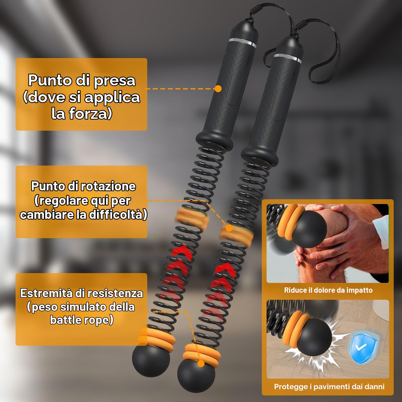 2 Pezzi Battle Rope, Corde da Allenamento, Corde Fitness, Resistenza Regolabile Attrezzo Palestra, Allenamento a Casa, per Home Gym, Cardio, HIIT, Forza e Muscolazione