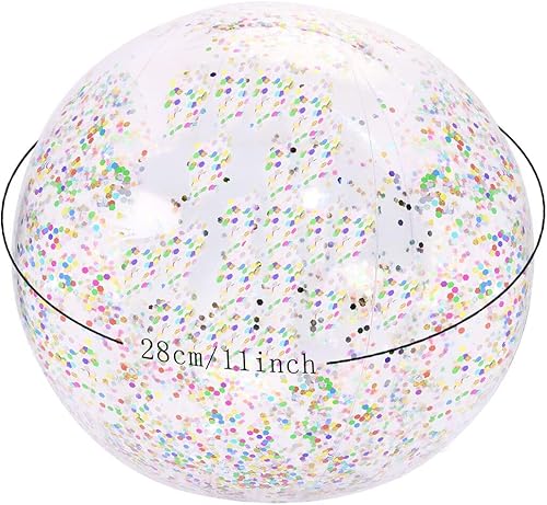 Miniatura 2 de PENTA ANGEL Pelota de playa con purpurina, 2 unidades, inflable, confeti, piscina, fiesta, pelota deportiva de arena transparente para exteriores,