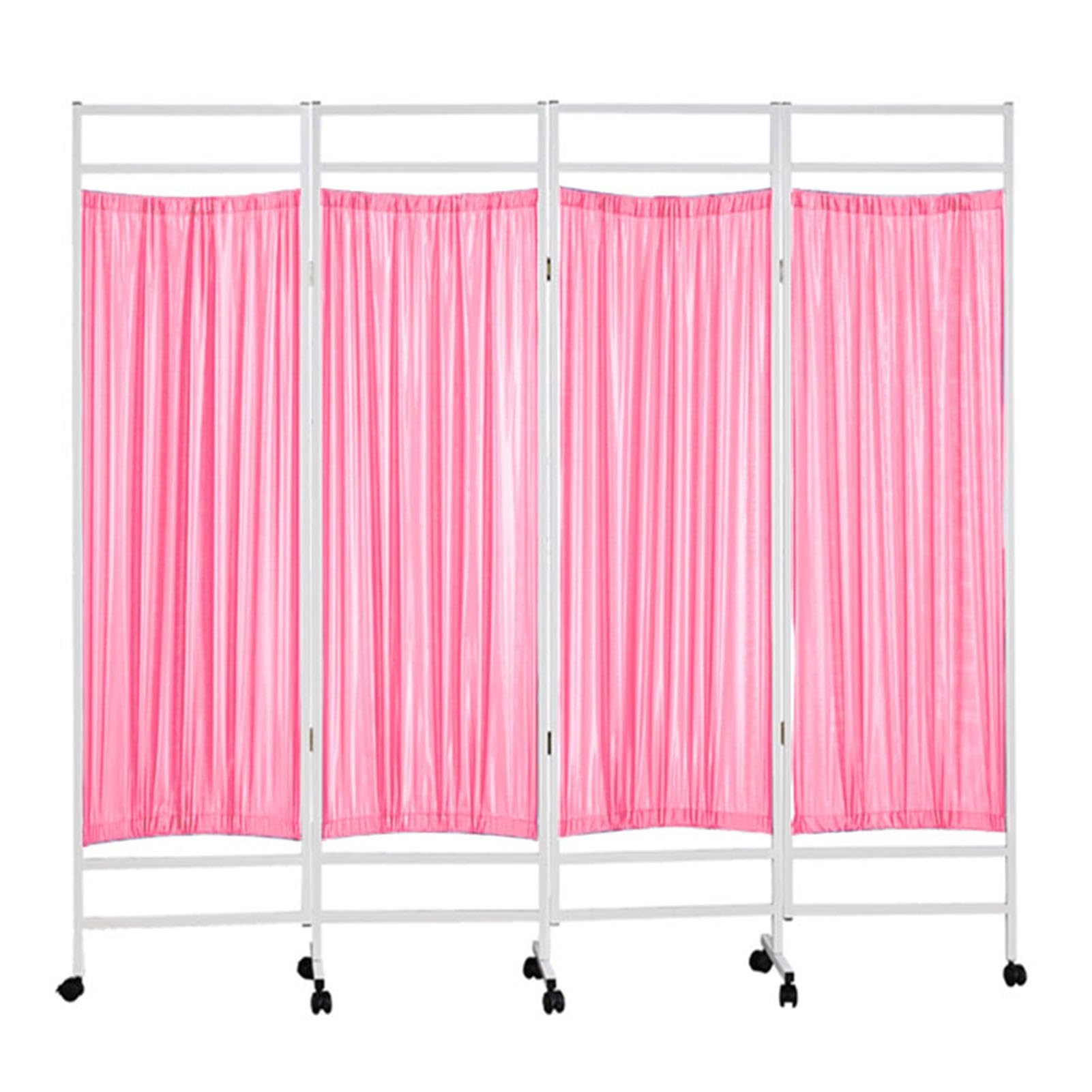 Divisorio Mobile per Ambienti Medici, Alto 1,8 m, Pieghevole, con 3/4/5/6 Pannelli, Portatile e con Ruote per ospedali/uffici/saloni di Bellezza (Colore: Rosa, Dimensioni: 4 Pannelli)