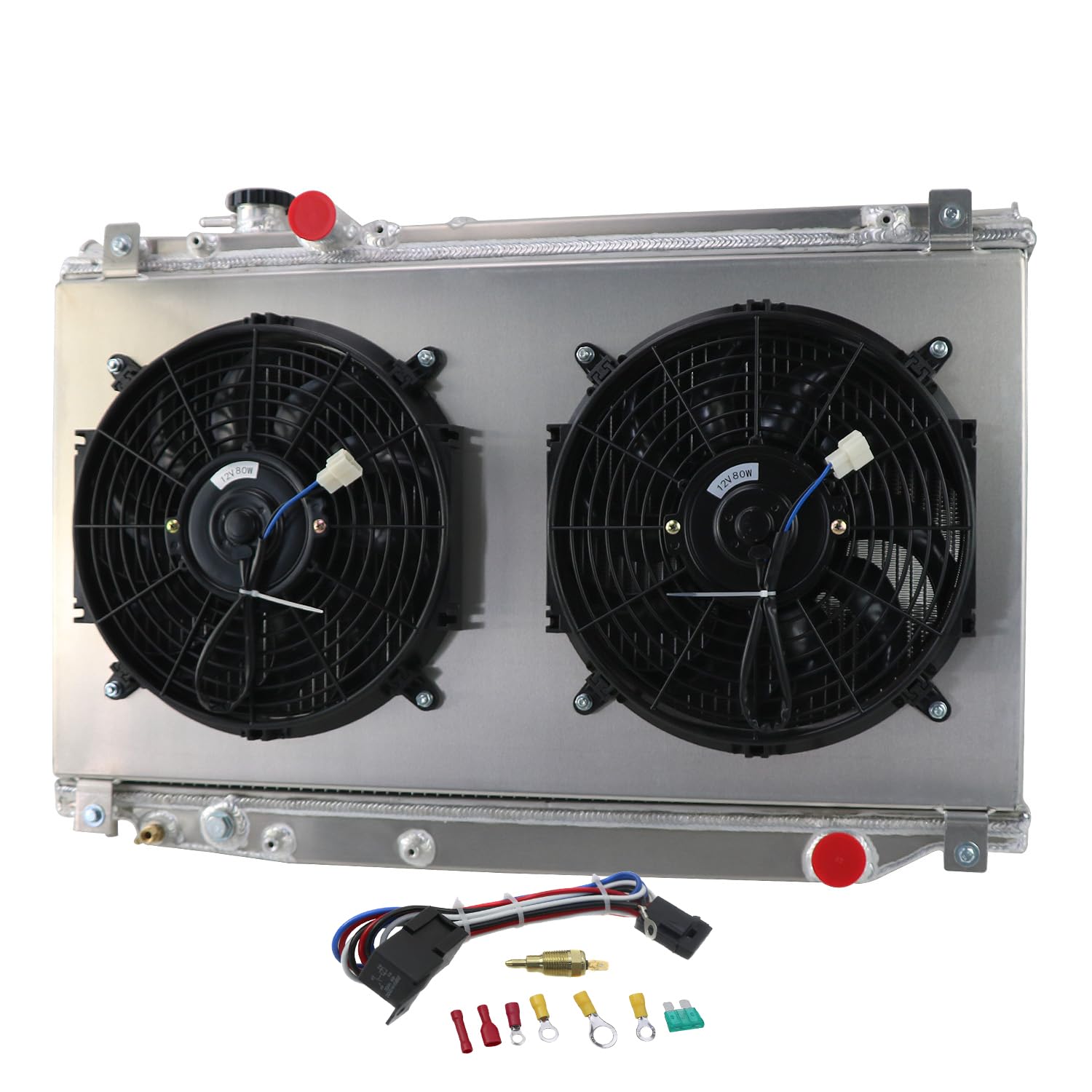 3 Row Core Aluminum Radiator for 1993-1998 Toyota Supra JZA80 2JZ-GTE 3.0L Radiador Automotive Replacement Radiators Shroud Fan Relay Kit 1994 1995 1996 1997
