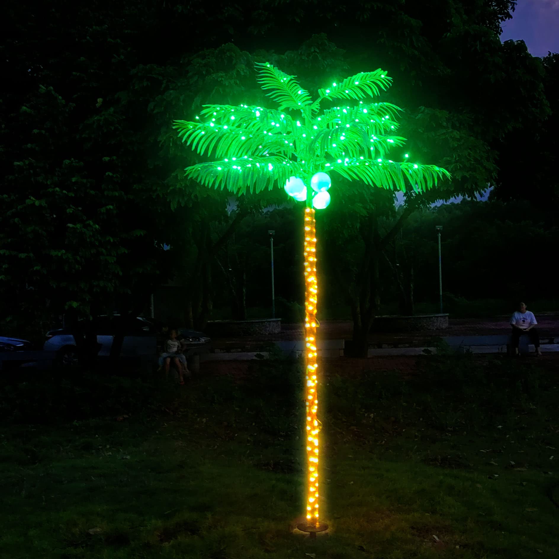 Palm Trees for Outside Patio Decor, 7FT 250 LED Lighting Artificial