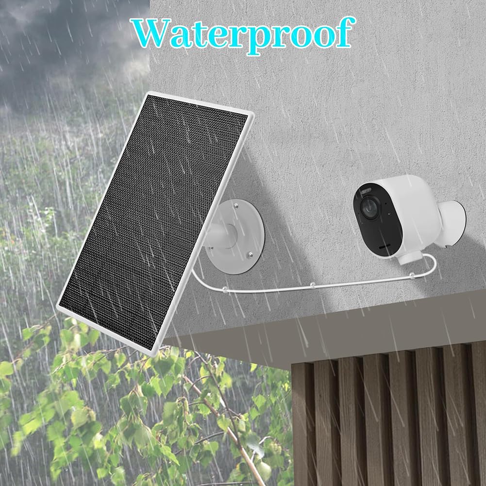 Panneau Solaire 5W pour Caméras de Sécurité pour Arlo, Alimentation Continue pour Arlo Pro 5S 2K 4 3 Projecteur Ultra 2 (4K) et Go 2 Caméras, Résiste de -20℃ à 60℃ Installation facile
