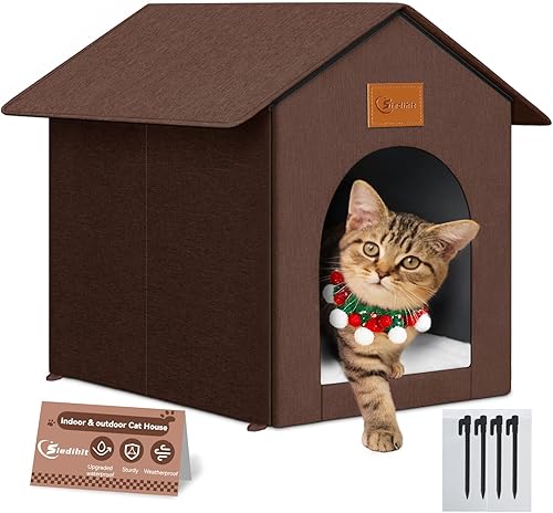 Miniatura 12 de Casa para Gatos de Exterior Refugio para Gatos Ferales, Casa para Gatos de Exterior Impermeable para Gatos de Exterior/Interior, Cama Aislada para