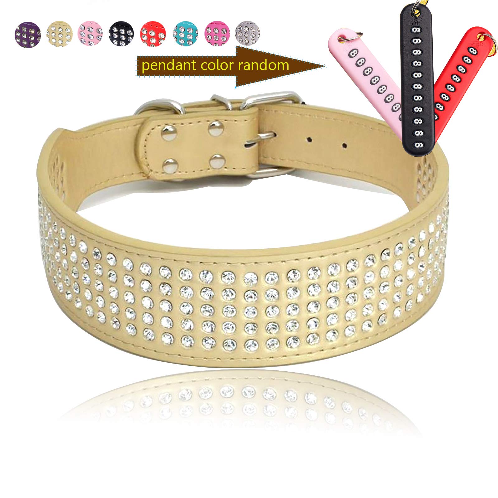 Leder Hundehalsband Mit Strass – Verstellbar, Inkl. Anti-Verlust-Anhänger, Größe M