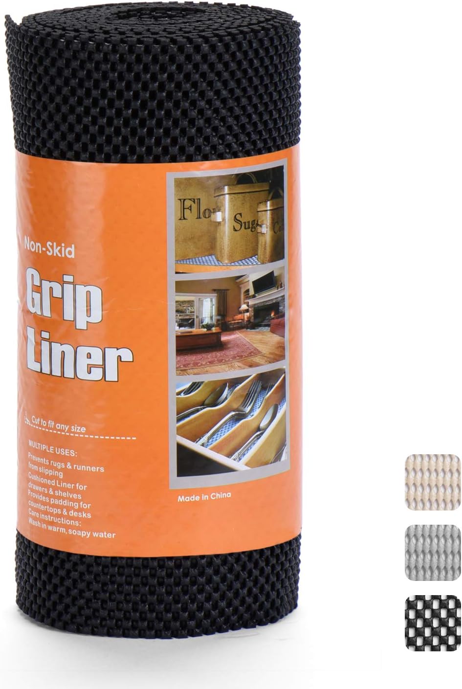 Glotoch Grip Shelf Liners 12"" x 20 ft. Size - Non Adhesive Durable Cuttable for Drawers, Cabinets, Storage, Kitchen, Desks Shelves, Black