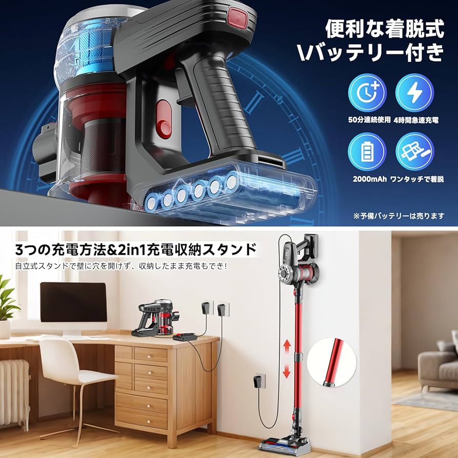 Hearten 掃除機 コードレス【超軽量自走式設計・グリーンLEDライト搭載】 Amazon | Hearten 掃除機 コードレス【超軽量自走式設計