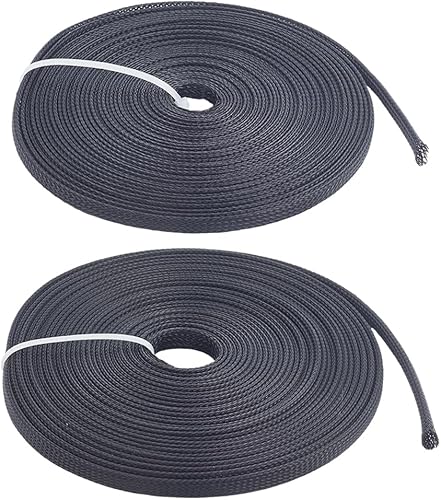 Vista 7 de Protectores de cable de polietileno de 65.6 pies, 2 tamaños, expandibles, trenzados, tubería de malla de alambre flexible, telar de manga de arnés