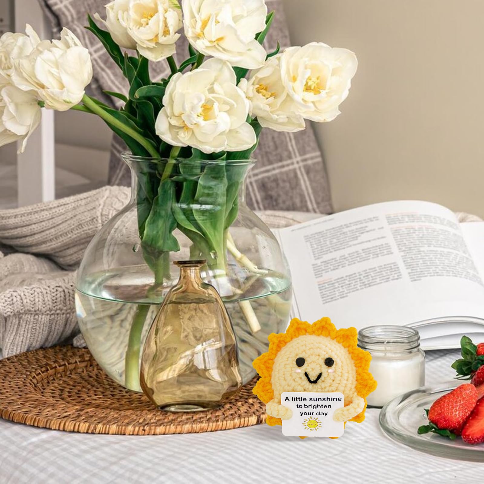 DiiWmme Handmade Emotional Support Crochet Sun Doll with Uplifting Cards - Image 4