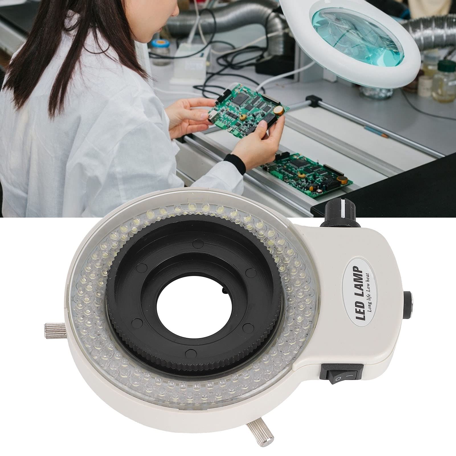 Microscopio de Luz LED Microscopio de Luz LED Fuente de Luz Luz ABS Iluminación sin Sombras para Telescopios Estéreo Cámara de Microscopio Industrial (Enchufe europeo)