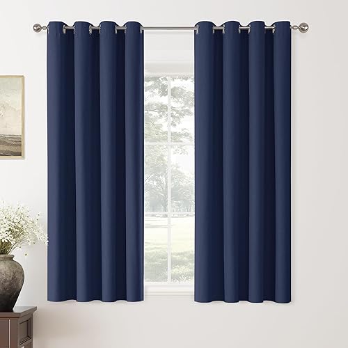 Miniatura 188 de ChrisDowa Cortinas 100% opacas de abedul liso de 96 pulgadas de largo, 2 paneles para dormitorio, sala de estar, oscurecimiento de la habitación de