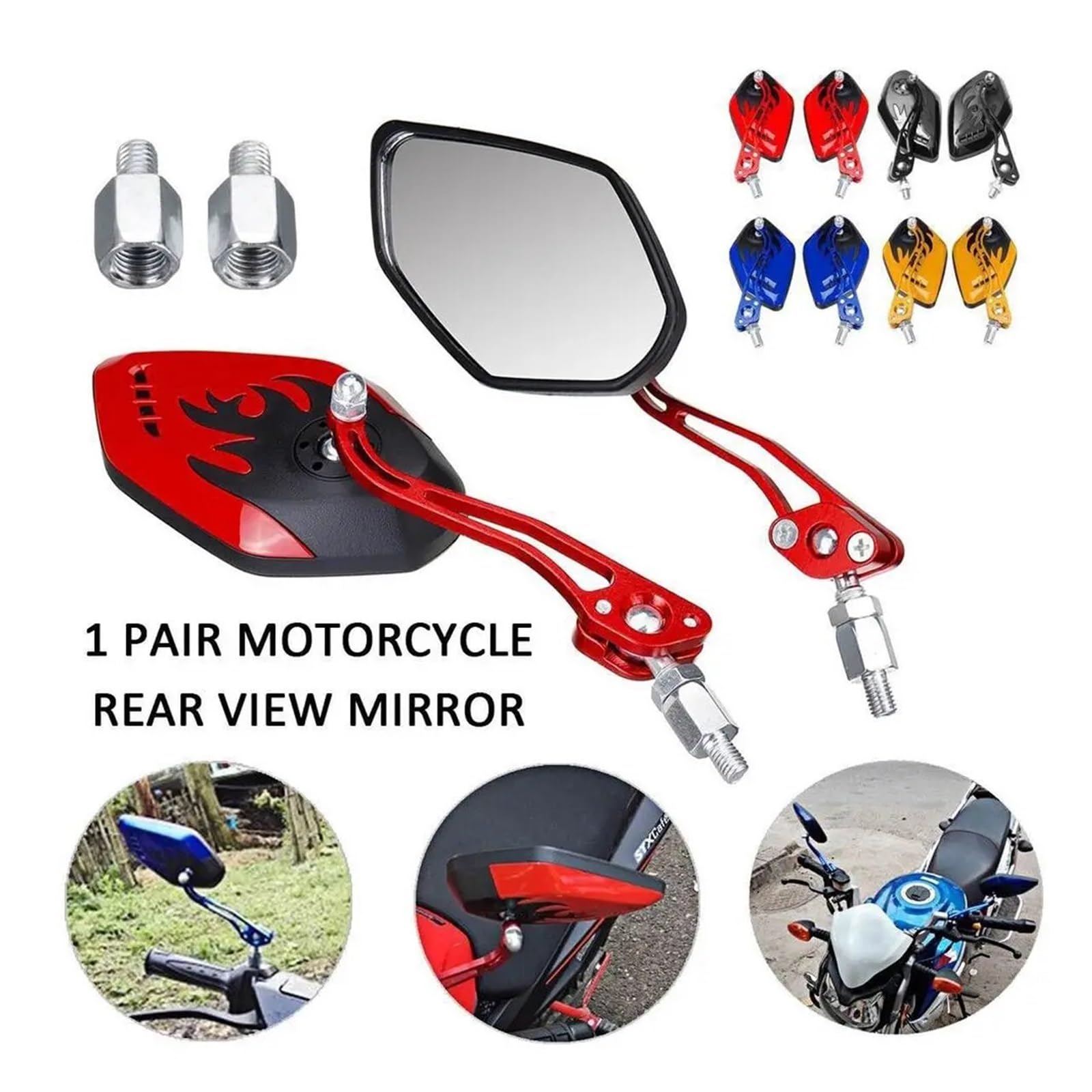 Specchietto Retrovisore Moto Girevole A 360° | Accessori di modifica universale for scooter elettrico regolabile(Gold)